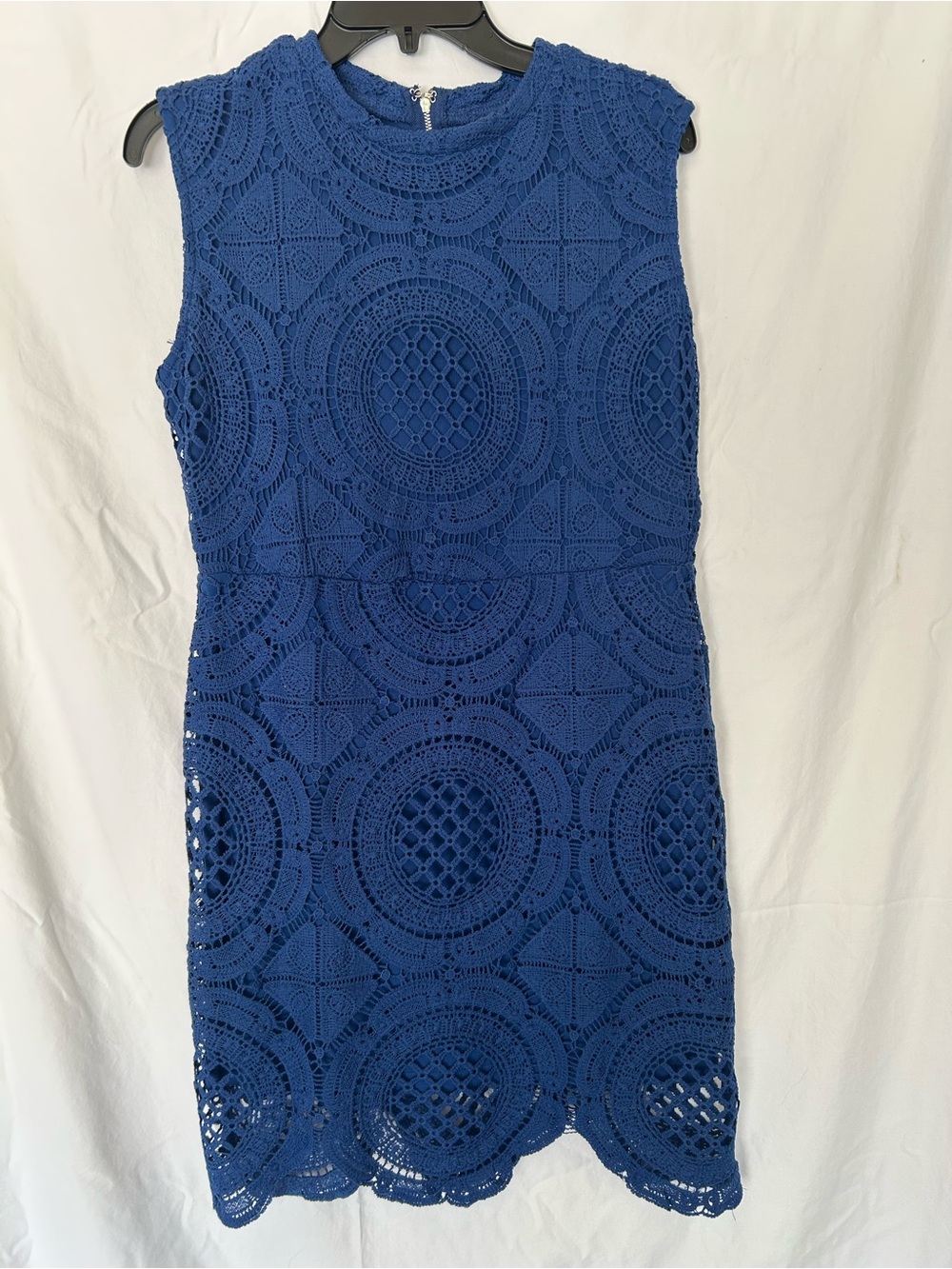 Stella Luce Royal Blue Crochet Lace Dress XL Scalloped Hem